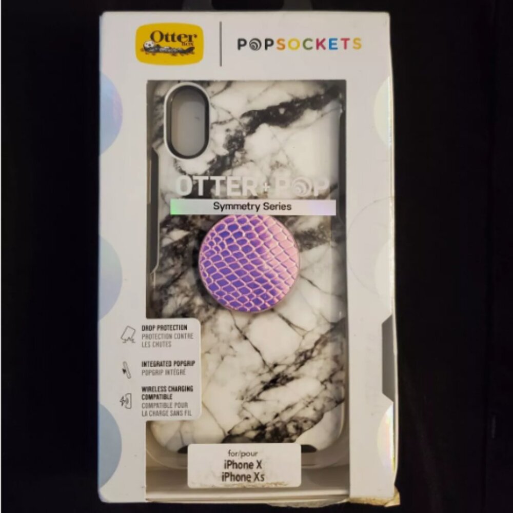 OtterBox Popsockets Phone Case Swappable‎ Top Pink PopGrip marble iPhone X Xs